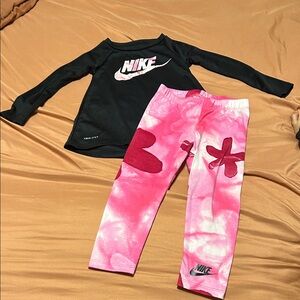 Nike dri fit Black Top and Pink Leggings Set